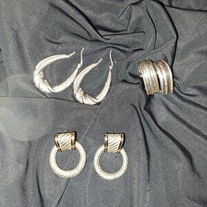 Vintage Lot Of  Silver Hoop and Doorknocker Earrings